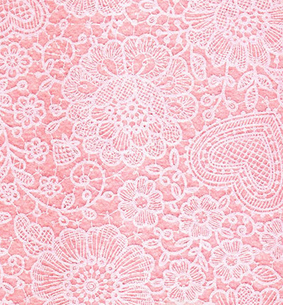 Askarteluhuopa pitsi Pink Pastel/White