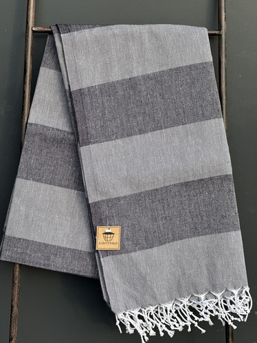 JOY 260g, harmaa/musta, 100x180cm, Hamam pyyhe