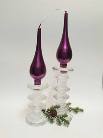 Pisaranmallinen kynttilä violetti, metallinhohto 2kpl