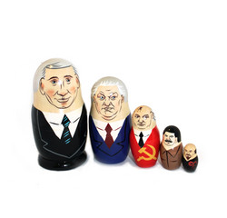 Venäjä/Neuvostojohtajat-karikatyyrimaatuskanukke (5 nukkea sisäkkäin)