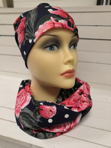 Sini-pinkki Pioni tuubihuivi