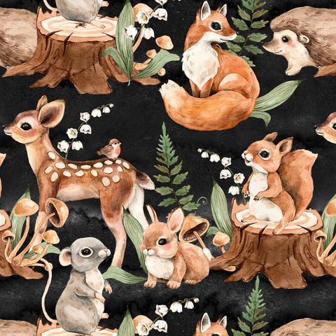 Bambi ja muut metsäneläimet trikoo, musta