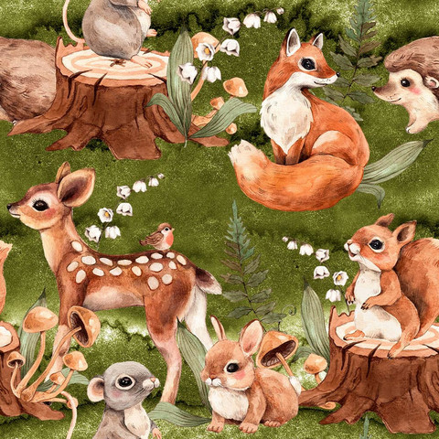 Bambi ja muut metsäneläimet trikoo, vihreä