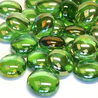 Glass Gems, 100g, Green Diamond, transparent