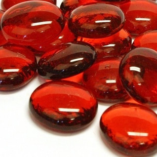 Glass Gems, 100g, Red Crystal, transparent
