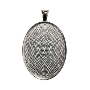 Pendant base, 40x30mm, oval, c. silver