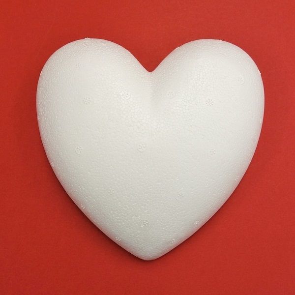 Styrofoam-heart, 30 cm, flat – MosaiikkiMyymälä
