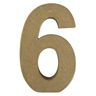 Papier-mâché number, 15x9,4x3 cm, 6