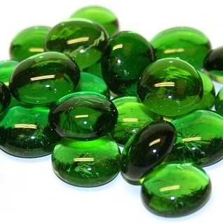 Glass Gems, 100g, Green Crystal, transparent