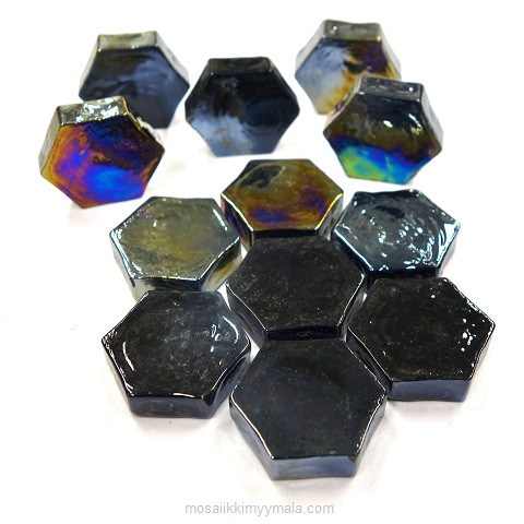 Form Glass, Hexagon, Black, 12 pcs