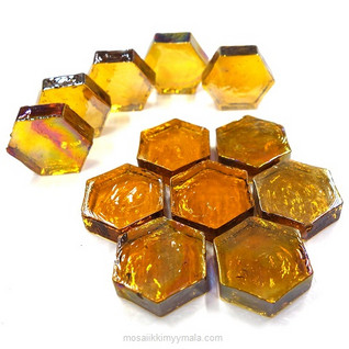 Form Glass, Hexagon, Amber, 12 kpl