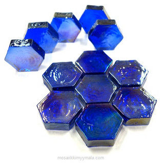 Form Glass, Hexagon, Royal Blue, 12 pcs