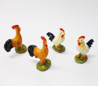 Polyresin Roosters, 4 pcs