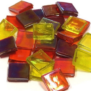 Ice Glass, transparent, Yellow-Red Mix 200 g