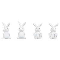 Polyresin rabbits, white, 4pcs