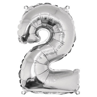 Foil balloon, number 2 silver