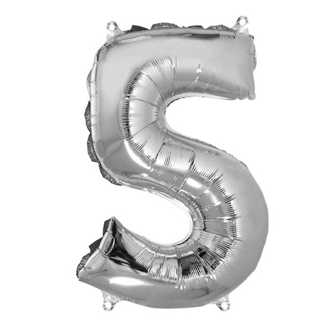 Folieballong, nummer 5, silver