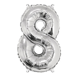 Foil balloon, number 8 silver