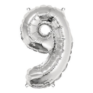 Folieballong, nummer 9, silver
