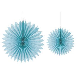 Paper rosette, 2 pcs, 20+30cm ø, lagoon