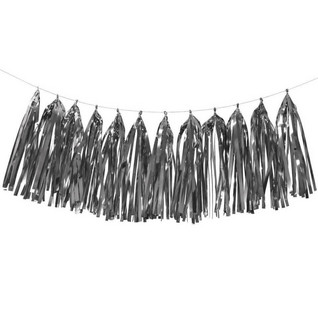 Decorative ribbon, Tassels, silver, 4m