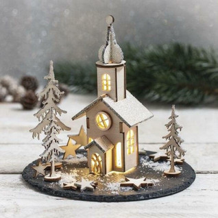 Wooden building kit Christmas church, DIY