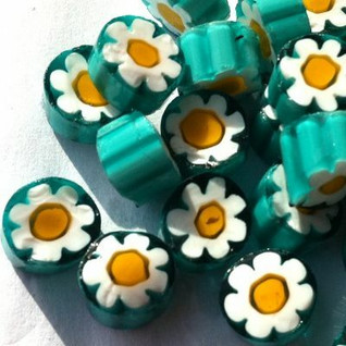 Millefiori, Teal Yellow Flower, 20 g