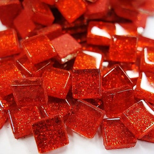 Mini Glitter, 1x1 cm, Red 50 g
