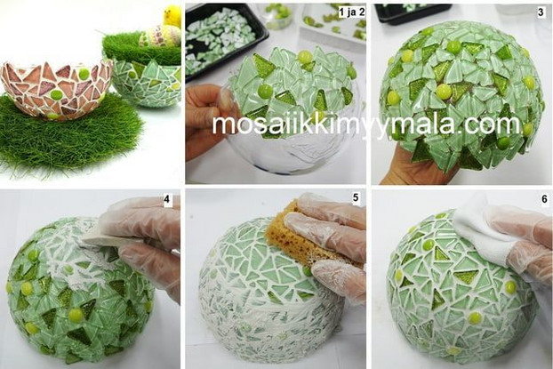 Pääsiäisaskartelu - upea mosaiikkikulho.