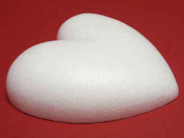 Styrofoam-heart, 15 cm, flat