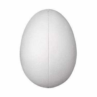 Frigolitägg, höjd 30 cm, tudelad.