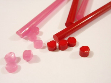 Glasstänger, Rosa Scuro Alabastro, 2 st