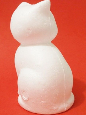 Frigolitfigur, katt, höjd 14 cm
