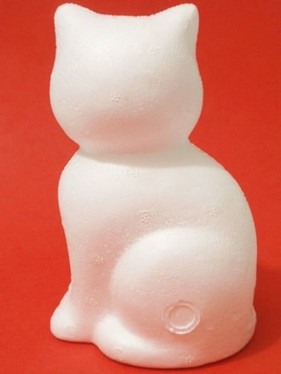 Frigolitfigur, katt, höjd 14 cm