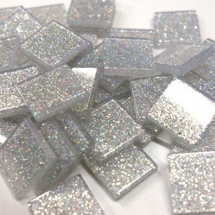Akryl Mosaik, Glitter Silver, 205 st / 50g