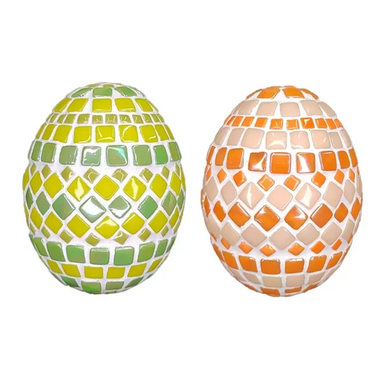 Easter eggs, 2 pcs, green-orange, DIY - MosaiikkiMyymälä – MosaikShop