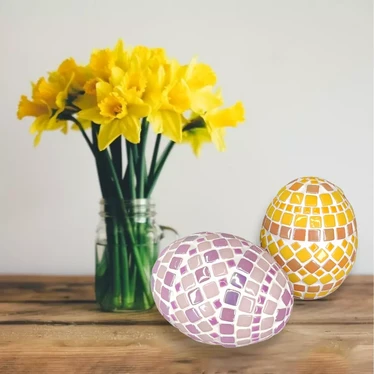 Påskägg, 2 st, Violett-Karamell, DIY