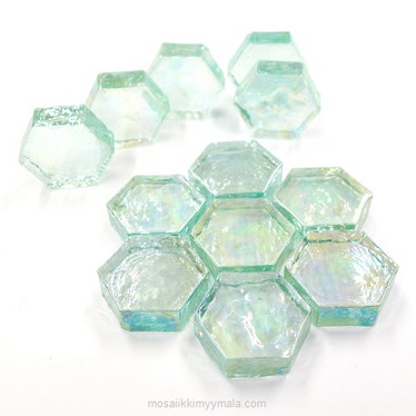 Form Glas, Hexagon, Aqua, 12 st