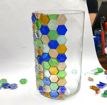 Form Glass, Hexagon, Aqua, 12 pcs