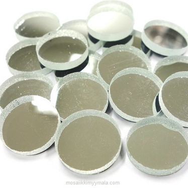 Spegelmosaik, Silver, runda, 20 mm, 50 g