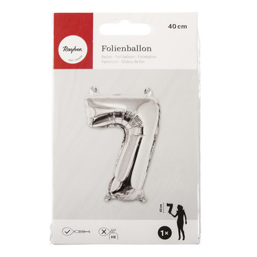 Foil balloon, number 7 silver