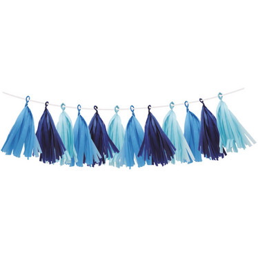 Decorative ribbon, Tassels,blue mix,  3m