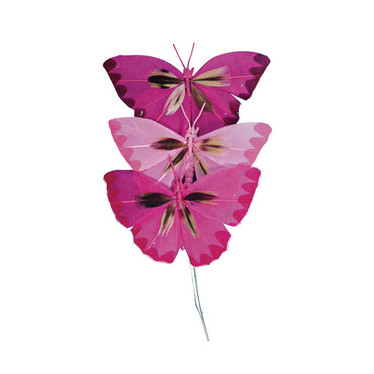 Fjäderfjärilar 6 st, pink