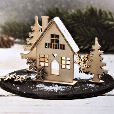 Wooden building kit Winter houses, DIY, 2 pcs