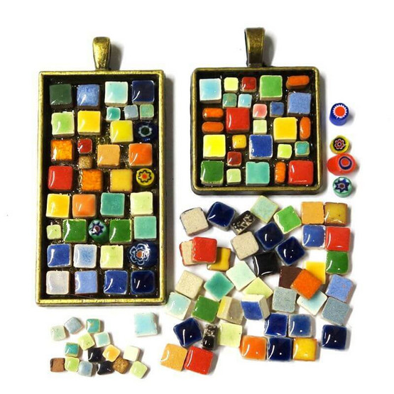 Mosaiksmycken, 2 st, färg prons, DIY