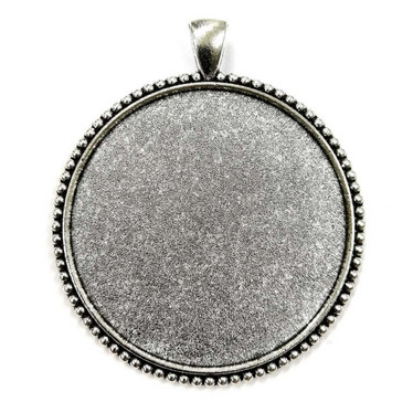 Pendant base, 45 mm, round, decorative, c. silver