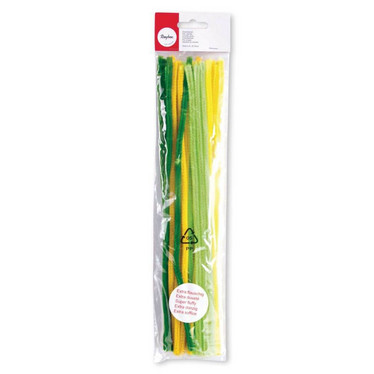Chenille sticks, 30cm, 25 pcs., 6 mm thick, Green-yellow colours