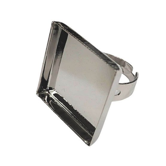 Ring base, square, 25 mm, c. silver
