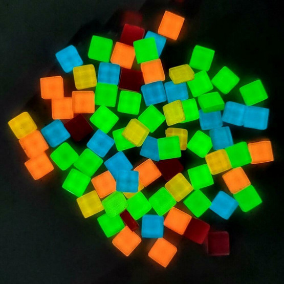 Soft Glas, 10x10mm, Självlysande, Candy mix, 100g