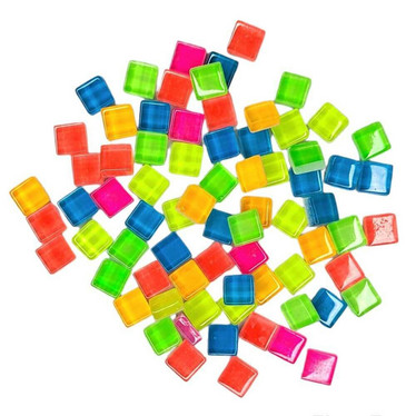 Soft Glas, 10x10mm, Självlysande, Candy mix, 100g
